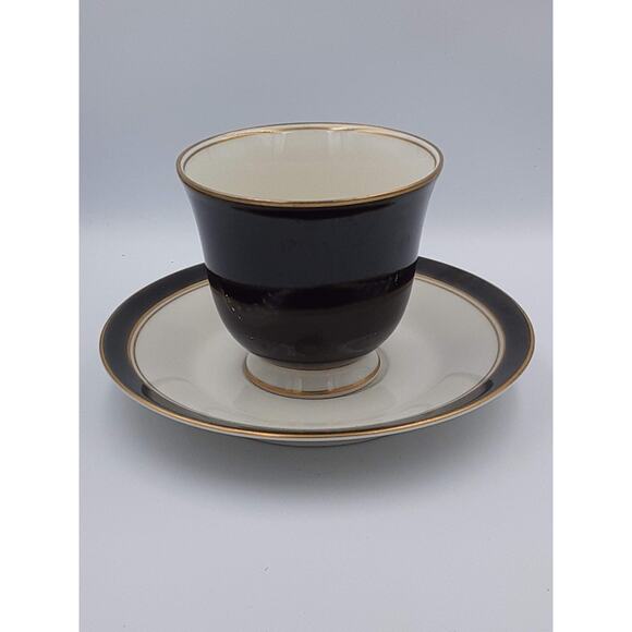 Noritake Ivory China Japan Ivory & Ebony Tea Cup & Saucer - Picture 7 of 12